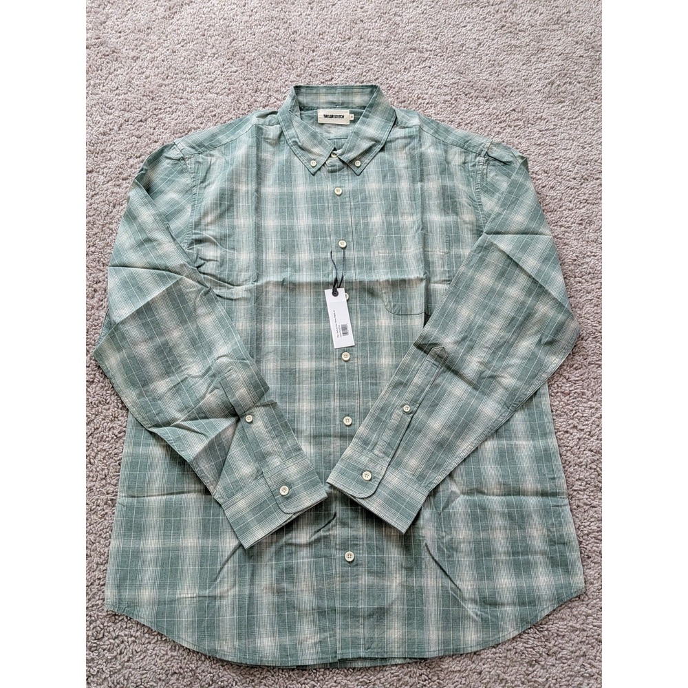 Taylor Stitch The Jack in Sea Moss Plaid Shirt Mens 44 Cotton Button Up NWT